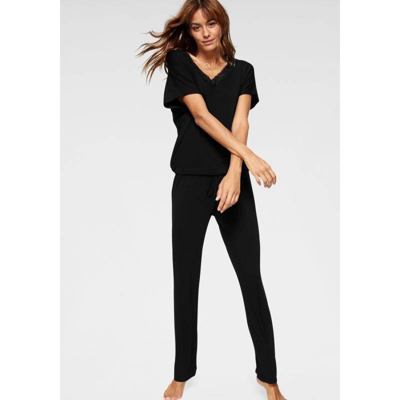 LASCANA Damen Pyjama schwarz Gr.32/34 von Lascana