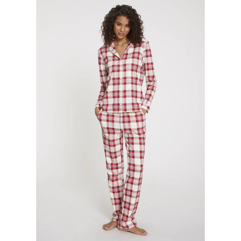 LASCANA Damen Pyjama weiß kariert Gr.32/34 von Lascana