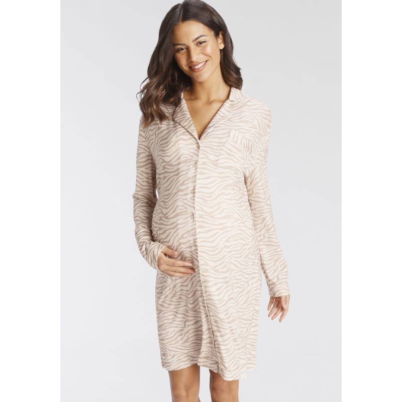 LASCANA Damen Umstandsnachthemd beige-gemustert Gr.44/46 von Lascana