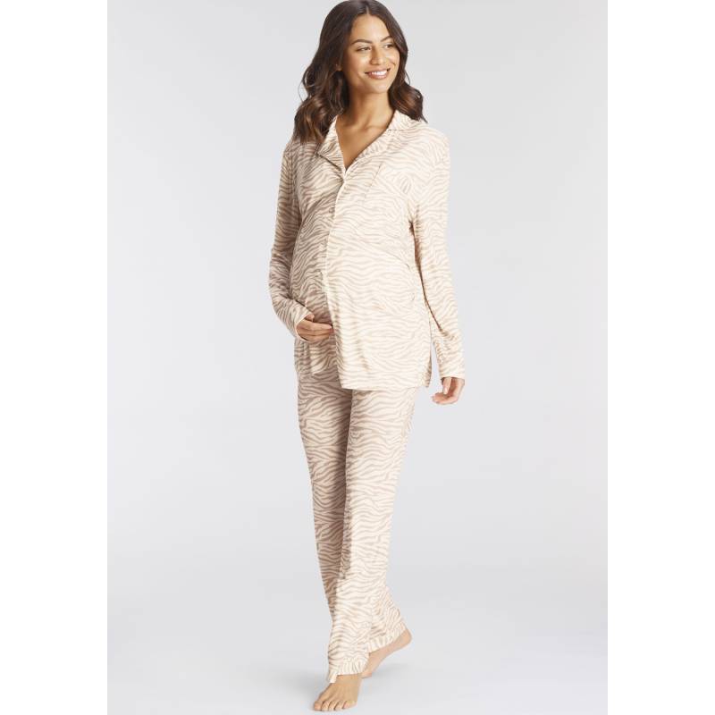 LASCANA Damen Umstandspyjama beige-gemustert Gr.36/38 von Lascana