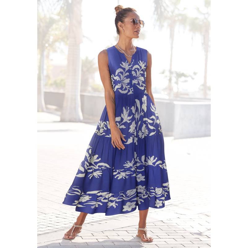 LASCANA Druckkleid Damen creme-royalblau Gr.40 von Lascana