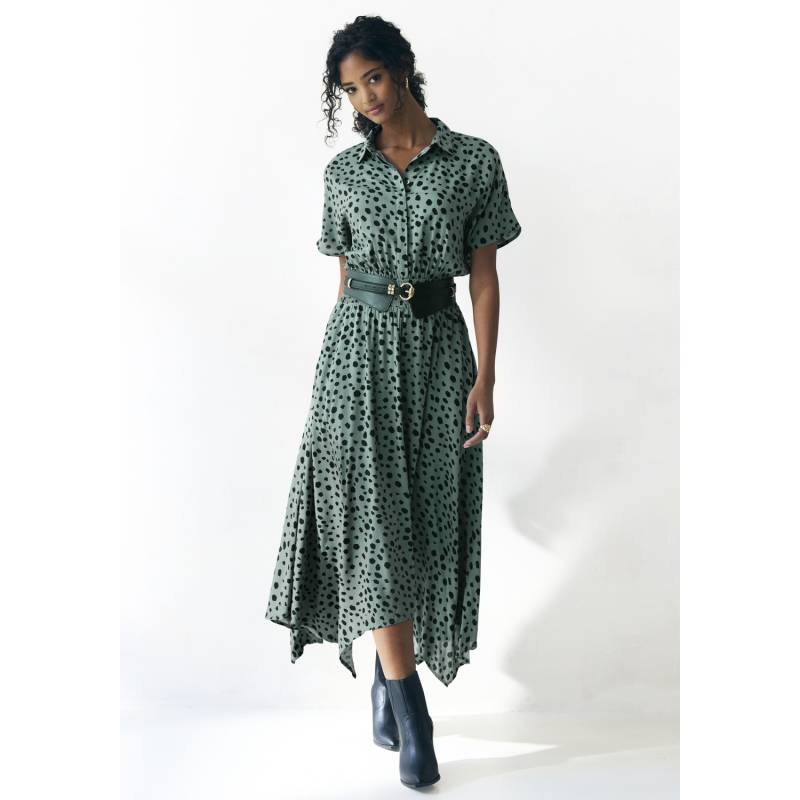 LASCANA Druckkleid Damen grün-schwarz bedruckt Gr.42 von Lascana