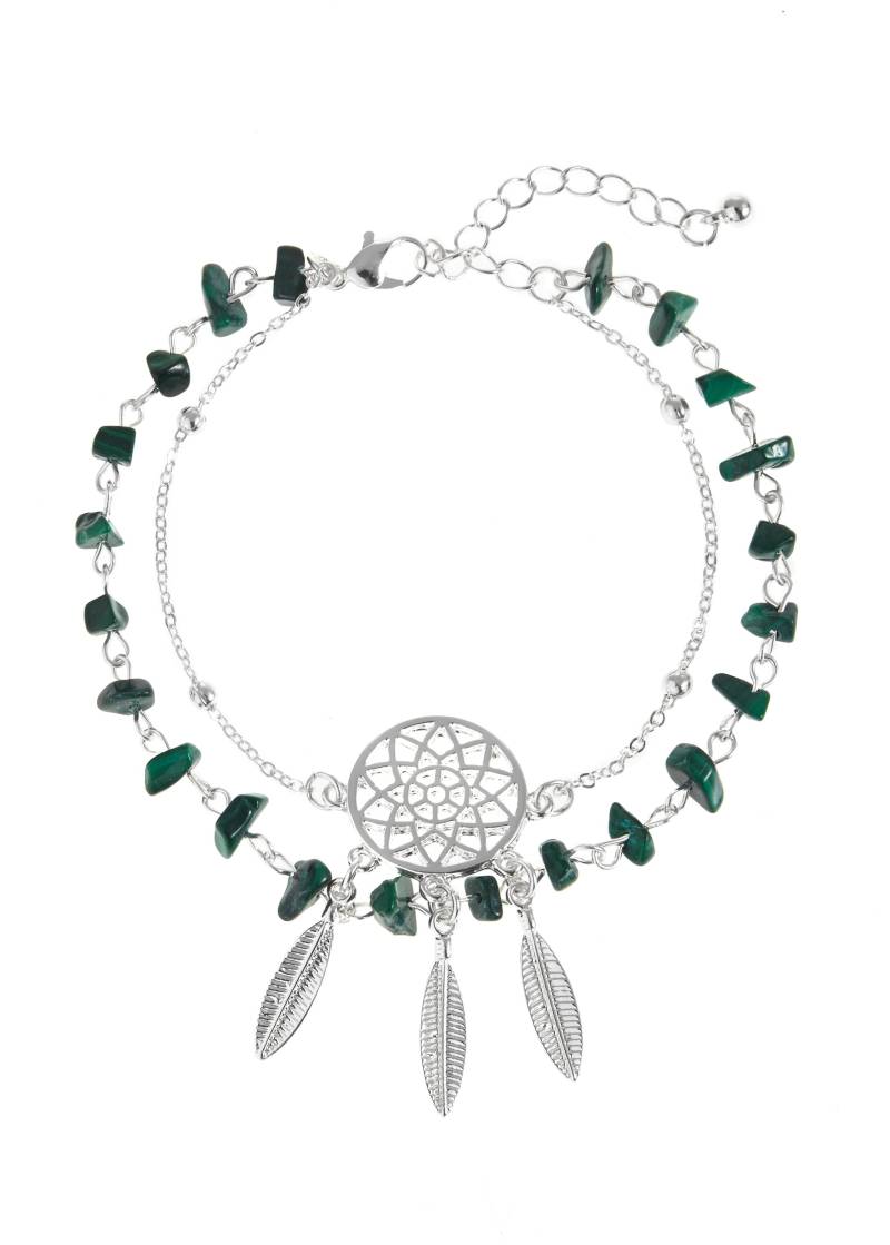 LASCANA Fußkette "Layer Look mit Traumfänger Anhänger" im Western-Look, 2 reihiges Fußkettchen mit Anhänger von Lascana