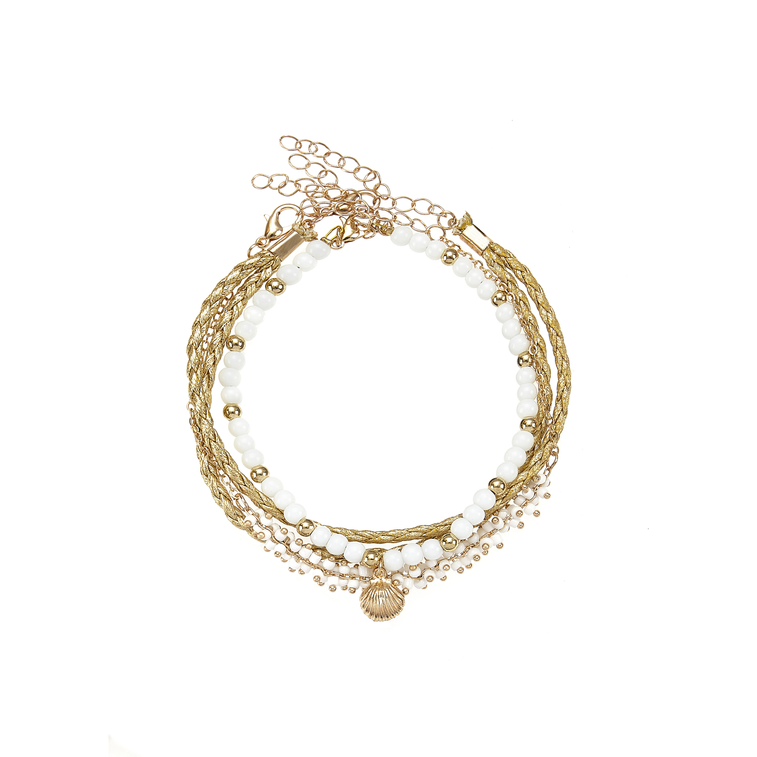 LASCANA Fußketten Set Damen altgoldfarben-weiß Gr. LASCANA Fußketten Set Damen altgoldfarben-weiß Gr. von Lascana