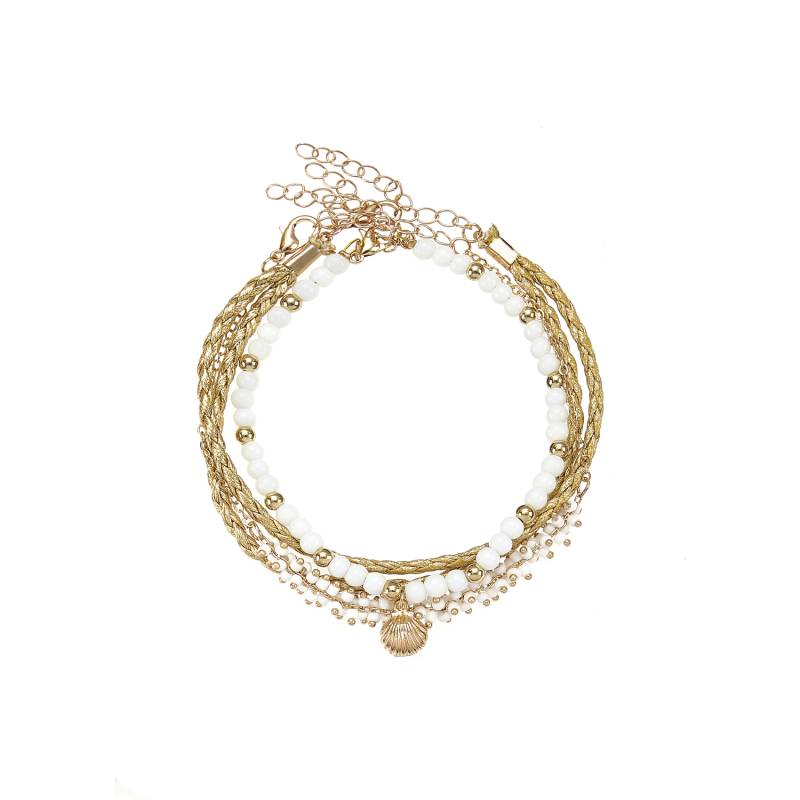 LASCANA Fußketten Set Damen altgoldfarben-weiß Gr. von Lascana