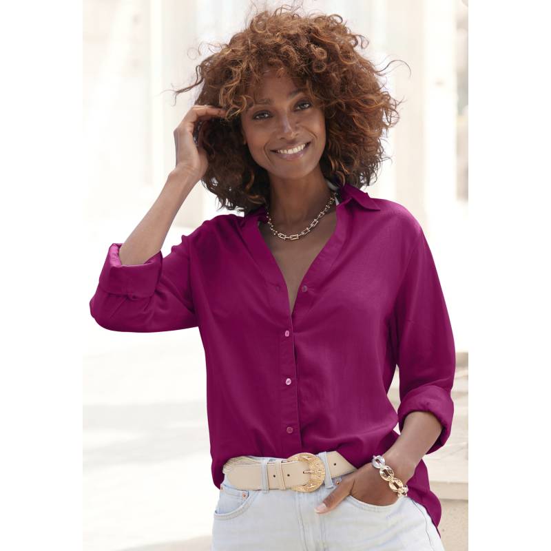 LASCANA Hemdbluse Damen aubergine Gr.42 von Lascana