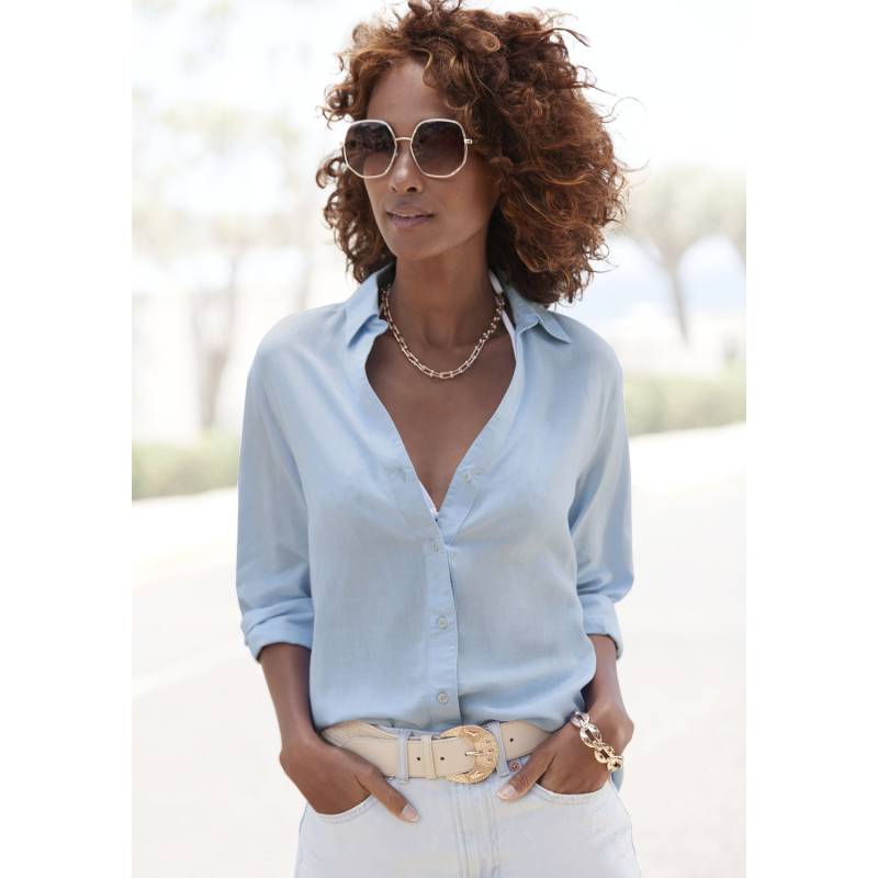 LASCANA Hemdbluse Damen blau Gr.42 von Lascana