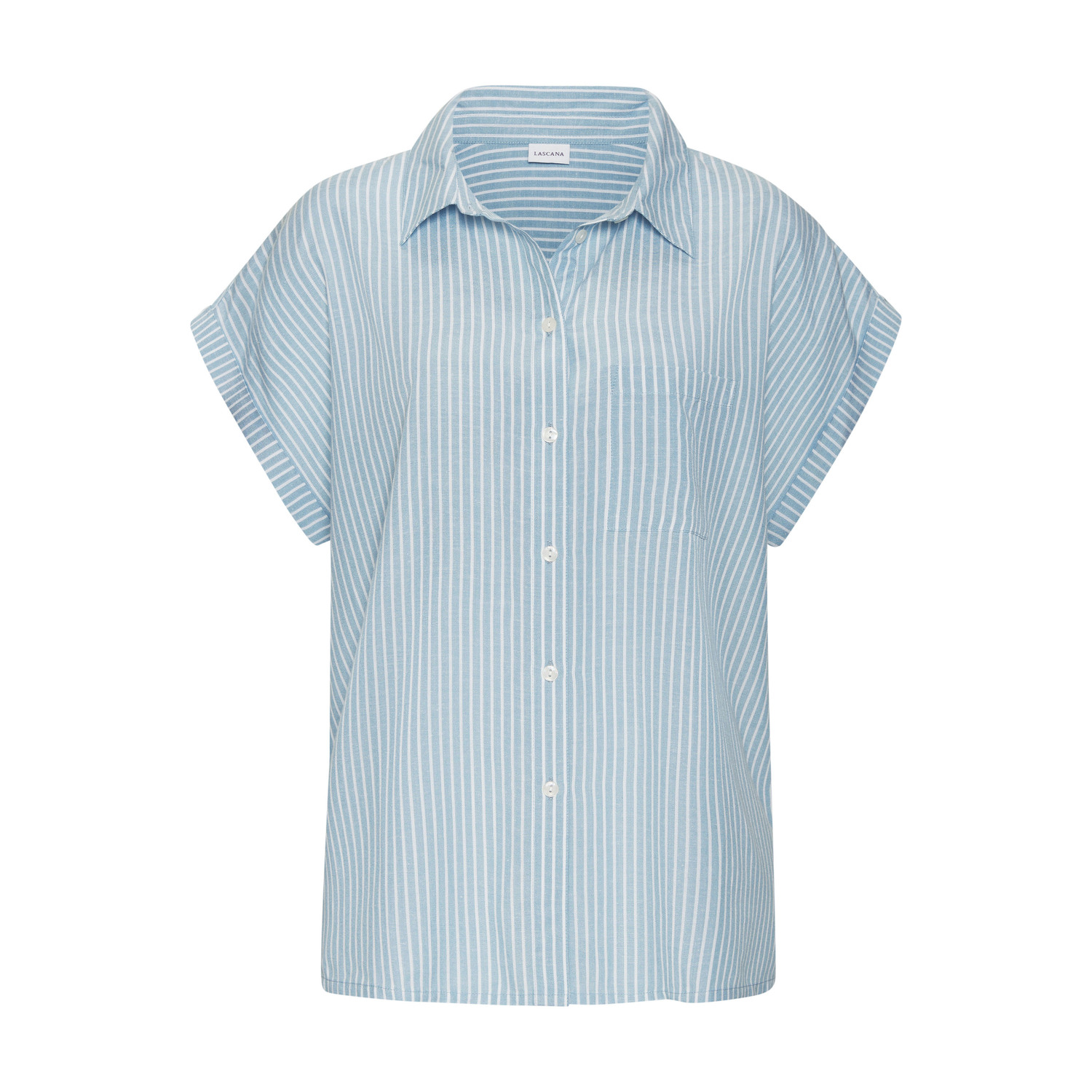 LASCANA Hemdbluse Damen hellblau-weiß gestreift Gr.44/46 von Lascana