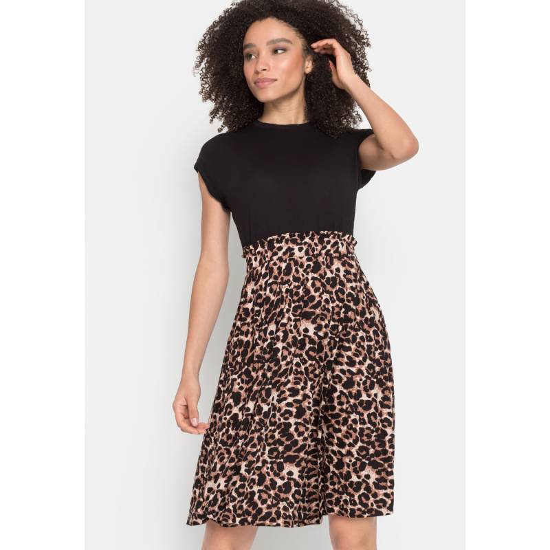 LASCANA Jerseykleid Damen schwarz-leo-bedruckt Gr.42 von Lascana