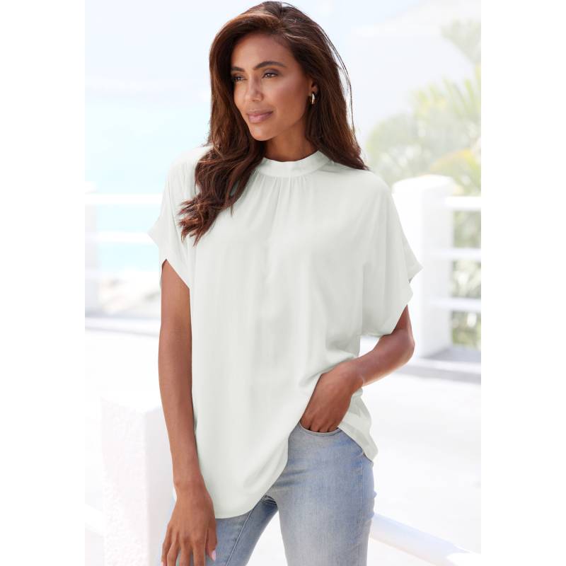 LASCANA Kurzarmbluse Damen creme Gr.38 von Lascana