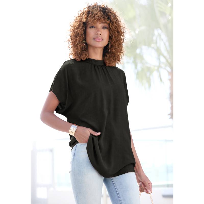 LASCANA Kurzarmbluse Damen schwarz Gr.36 von Lascana