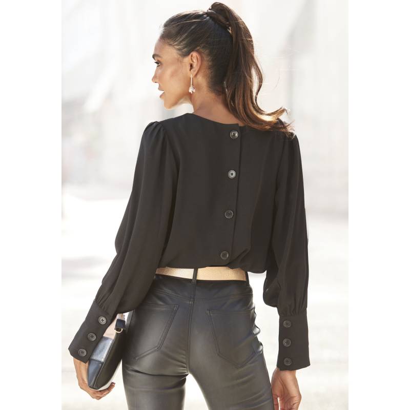LASCANA Langarmbluse Damen schwarz Gr.36 von Lascana