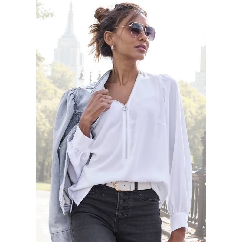 LASCANA Langarmbluse Damen weiß Gr.34 von Lascana
