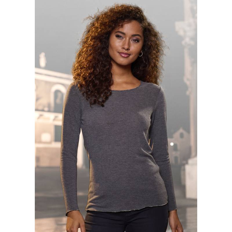 LASCANA Langarmshirt Damen anthrazit melange Gr.44/46 von Lascana