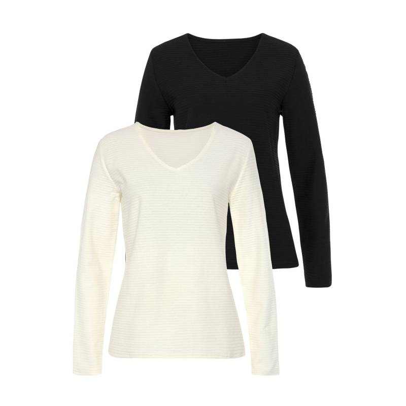LASCANA Langarmshirt Damen creme, schwarz Gr.36/38 von Lascana
