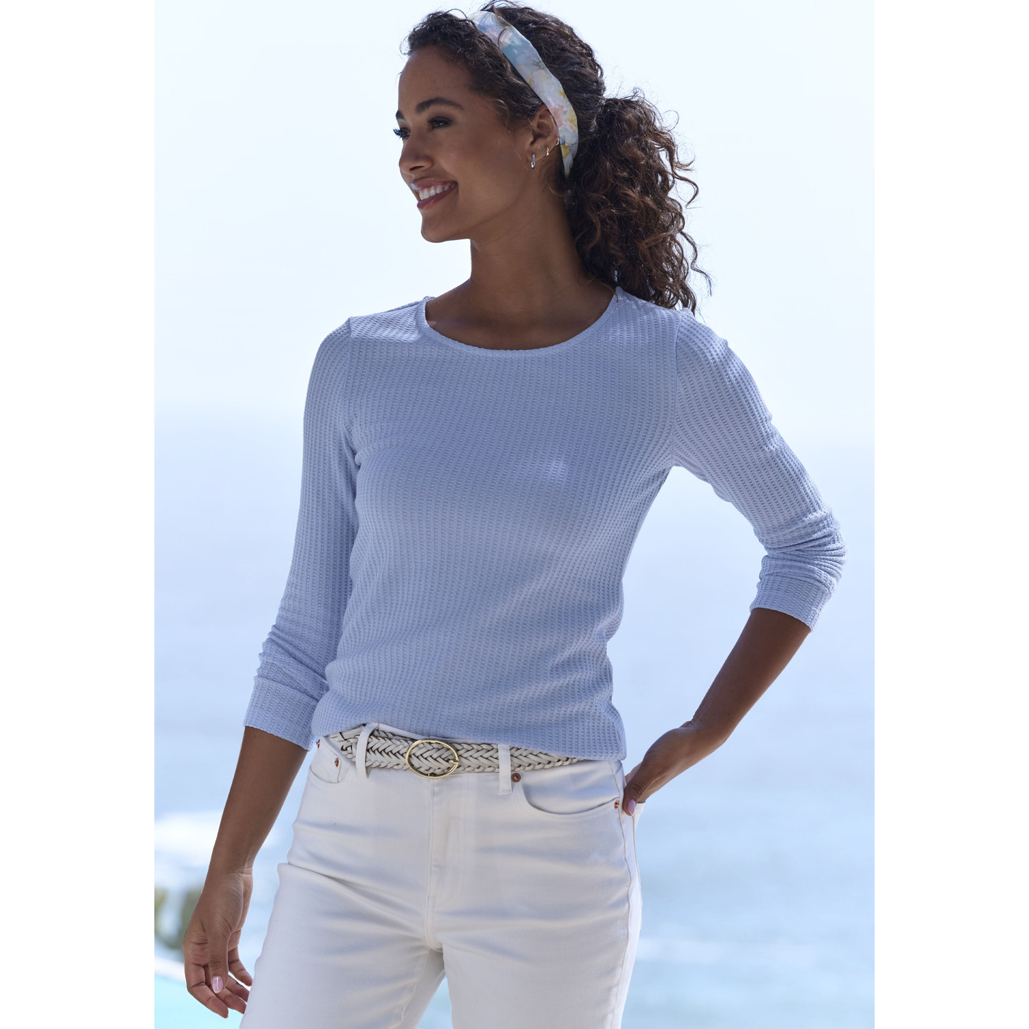 LASCANA Langarmshirt Damen hellblau Gr.44/46 von Lascana