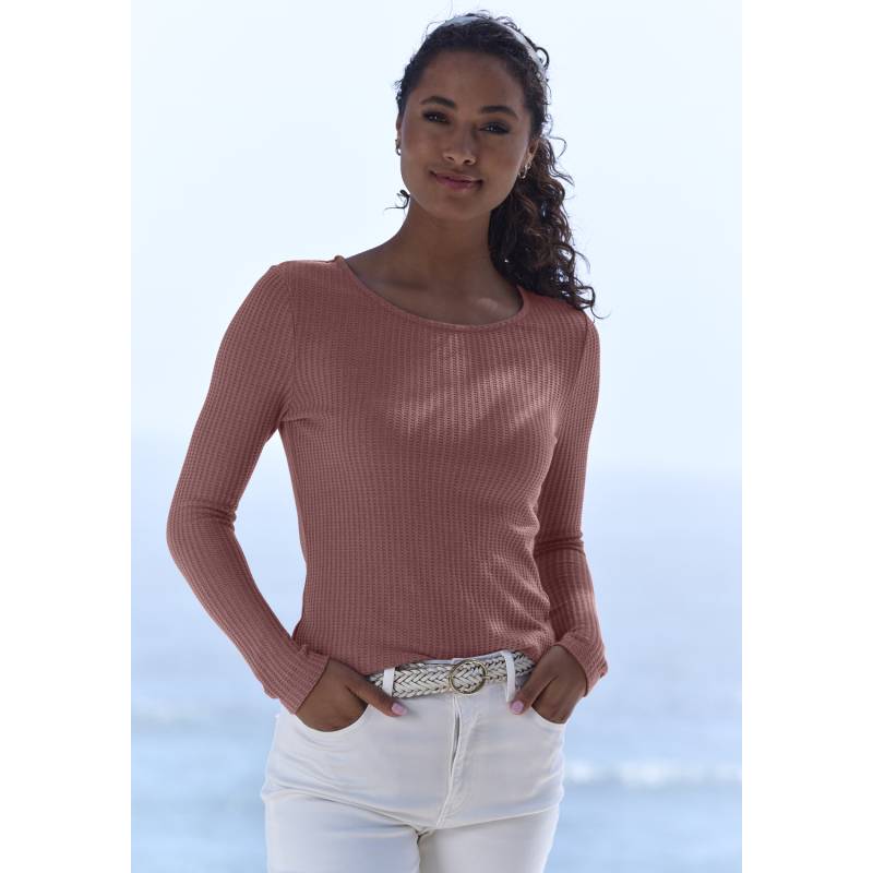 LASCANA Langarmshirt Damen mauve Gr.32/34 von Lascana