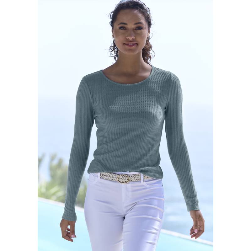 LASCANA Langarmshirt Damen petrol Gr.36/38 von Lascana