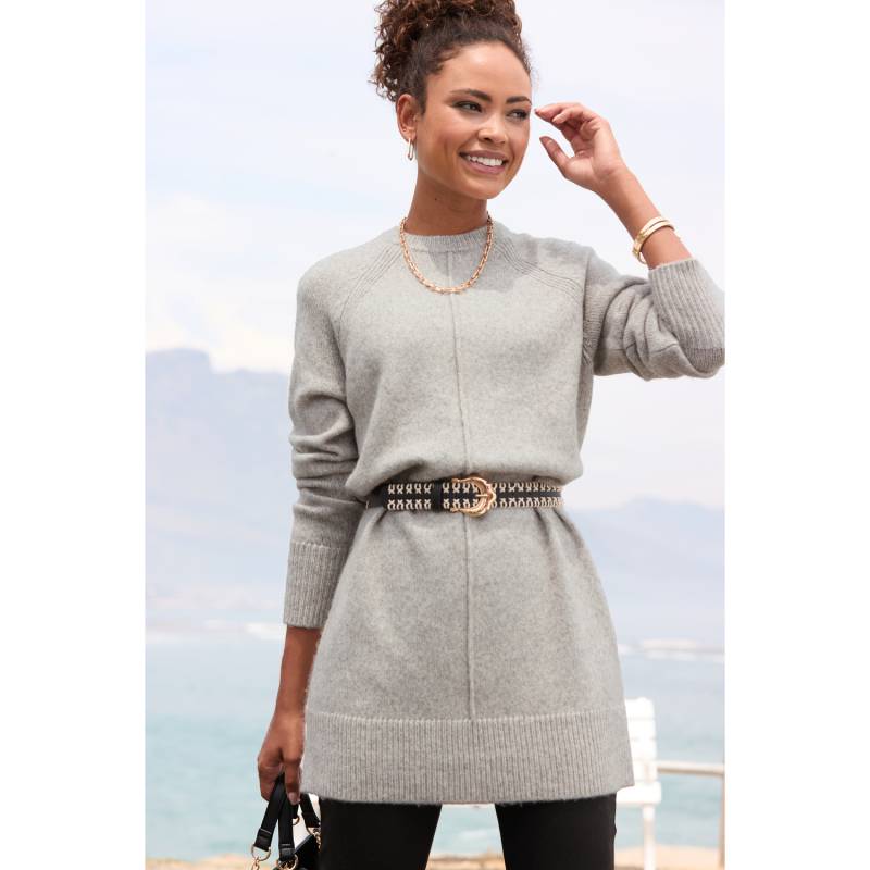 LASCANA Longpullover Damen grau meliert Gr.44/46 von Lascana