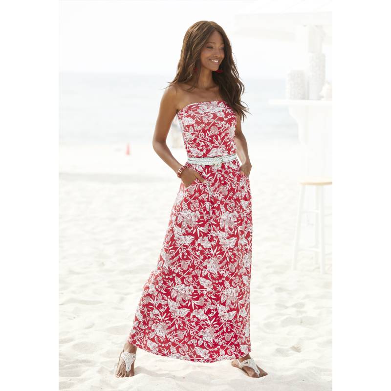 LASCANA Maxikleid Damen ROT WHITE Gr.40 von Lascana