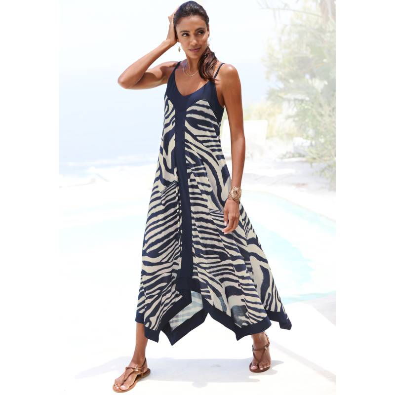 LASCANA Maxikleid Damen creme-graublau bedruckt Gr.38 von Lascana