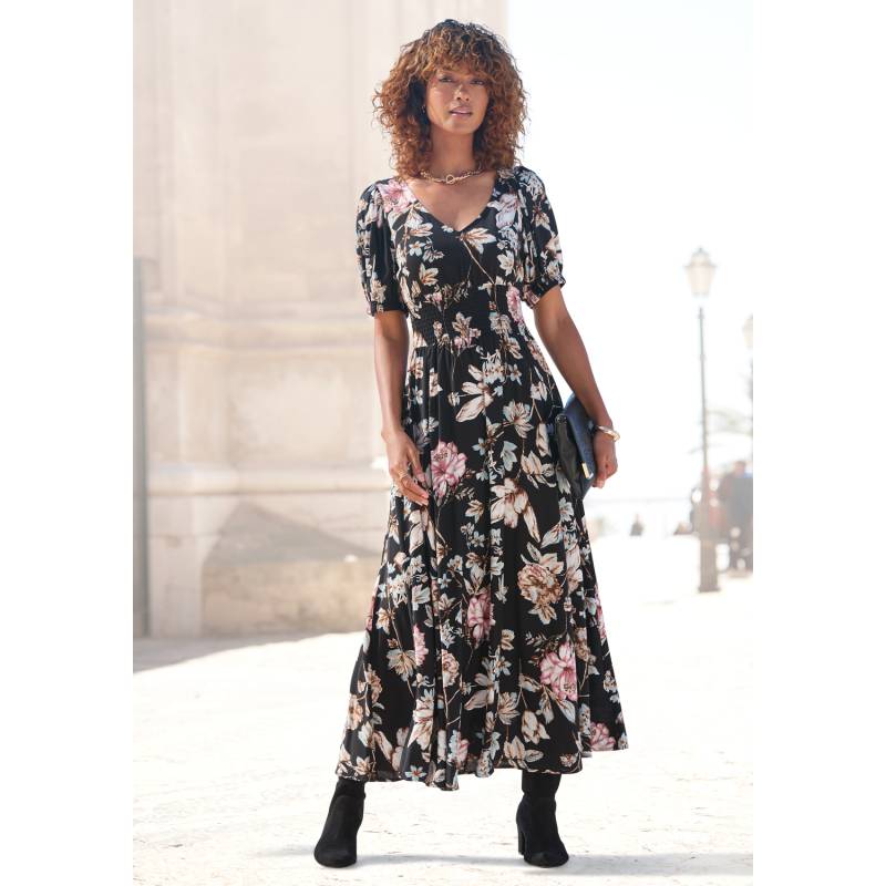 LASCANA Maxikleid Damen schwarz bedruckt Gr.38 von Lascana