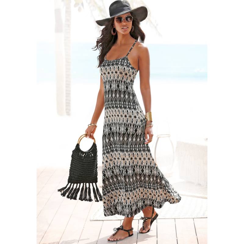 LASCANA Maxikleid Damen schwarz-creme bedruckt Gr.38 von Lascana