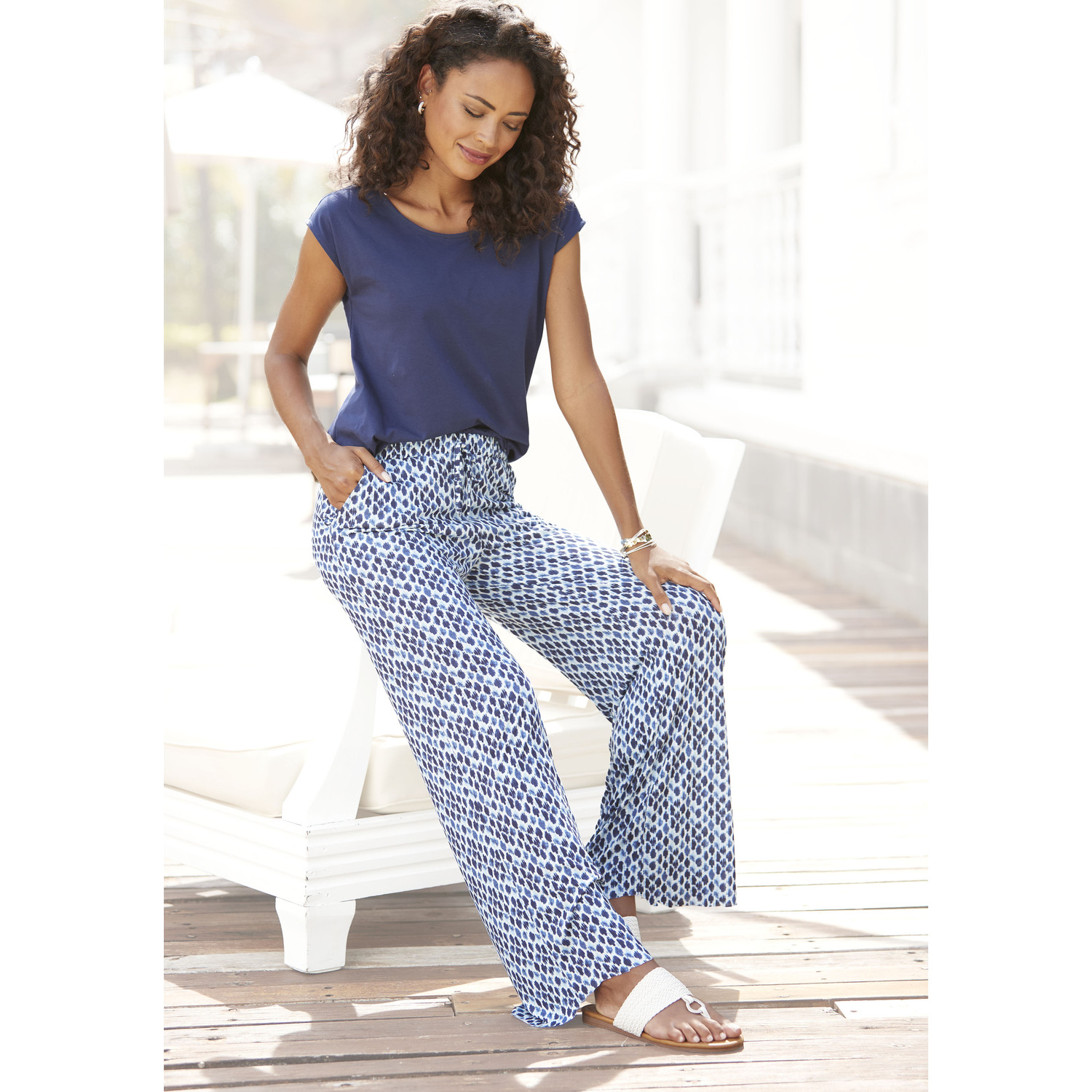 LASCANA Overall Damen blau bedruckt Gr.40 von Lascana