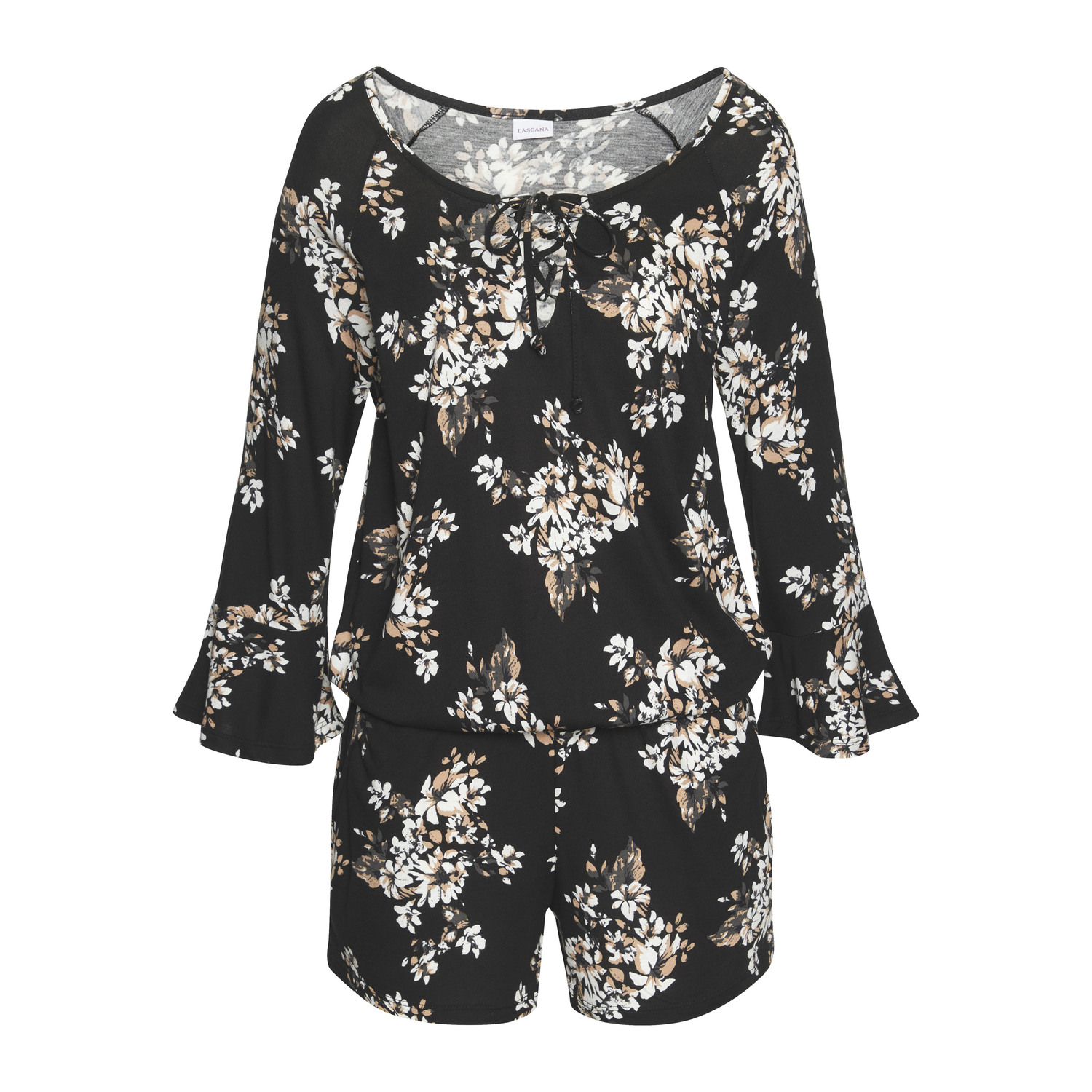 LASCANA Overall Damen schwarz-creme-bedruckt Gr.44 von Lascana