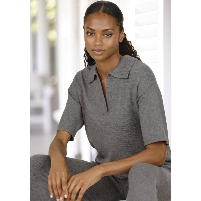 LASCANA Poloshirt Damen dunkelgrau Gr.36/38 von Lascana