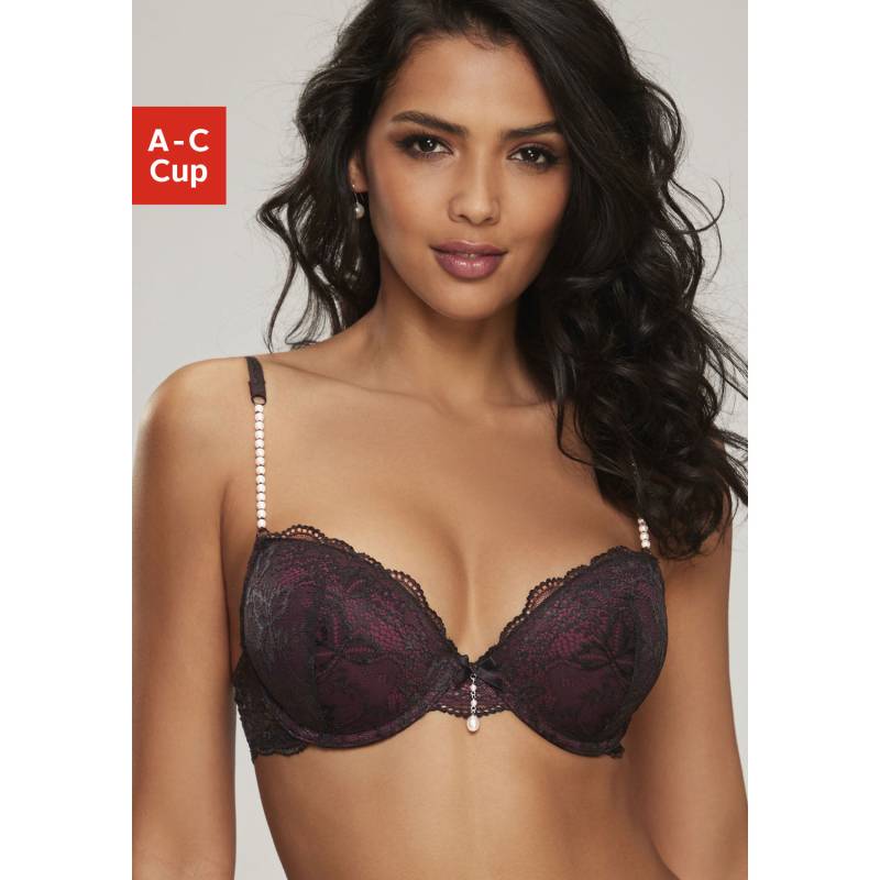 LASCANA Push-up-BH Damen schwarz-aubergine Gr.75C von Lascana