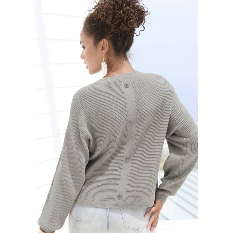 LASCANA Rundhalspullover Damen grau meliert Gr.40/42 von Lascana