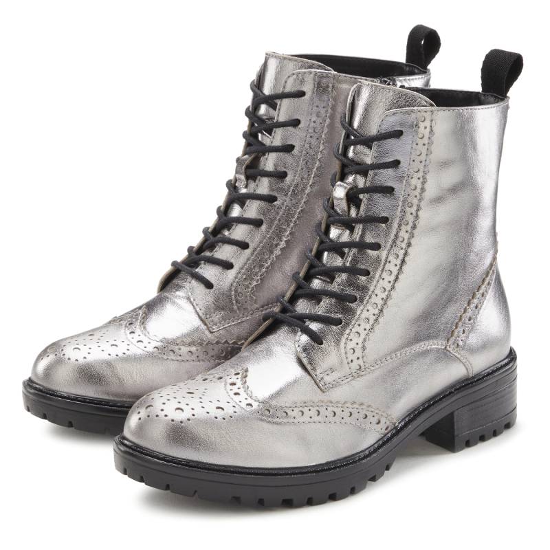 LASCANA Schnürboots Damen silberfarben Gr.41 von Lascana
