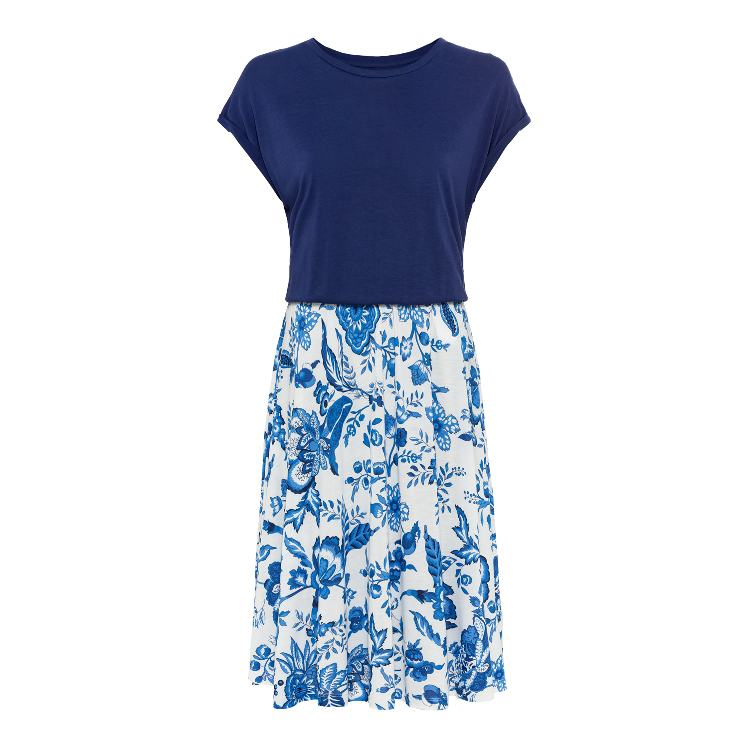 LASCANA Sommerkleid Damen blau-creme bedruckt Gr.46 von Lascana