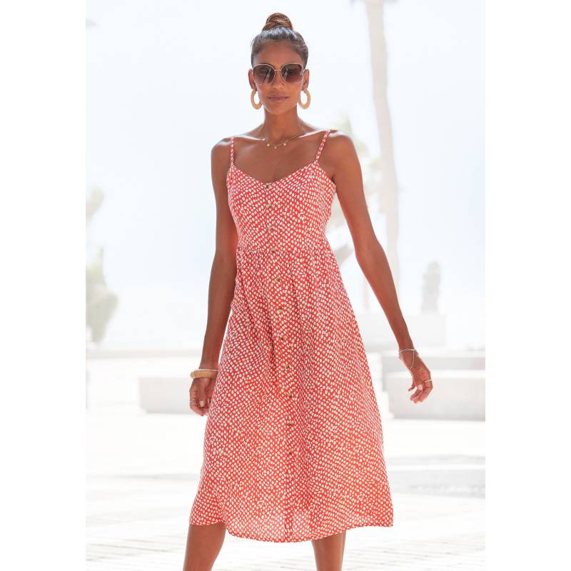 LASCANA Sommerkleid Damen rot-creme-bedruckt Gr.44 von Lascana