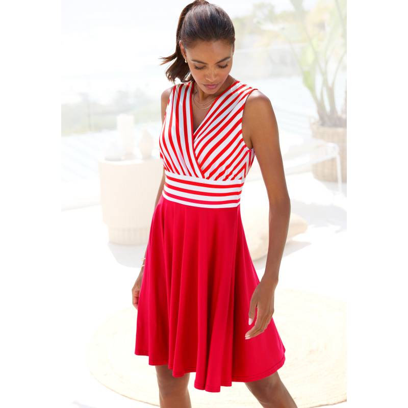 LASCANA Sommerkleid Damen weiß-rot gestreift Gr.42 von Lascana