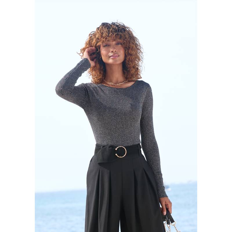 LASCANA Strickpullover Damen schwarz-silberfarben Gr.36/38 von Lascana