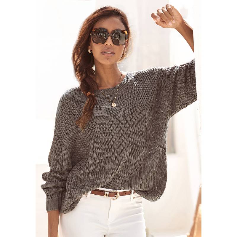 LASCANA Strickpullover Damen stein Gr.44/46 von Lascana