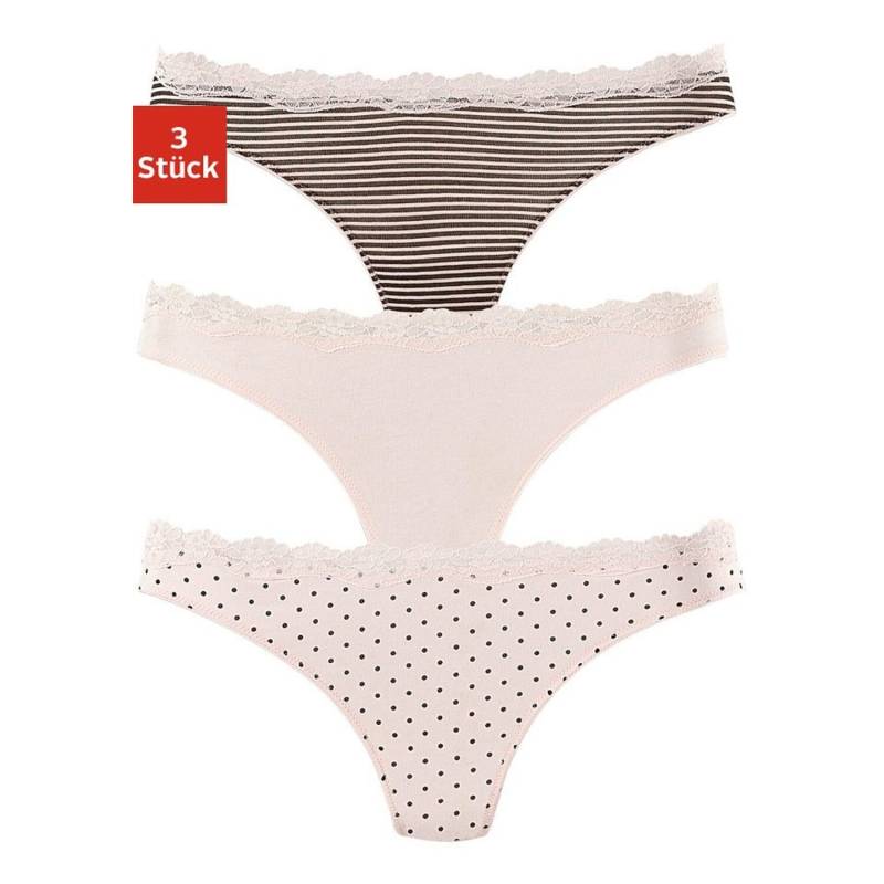 LASCANA String Damen rosa-uni, gepunktet-gestreift, gestreift Gr.40/42 von Lascana