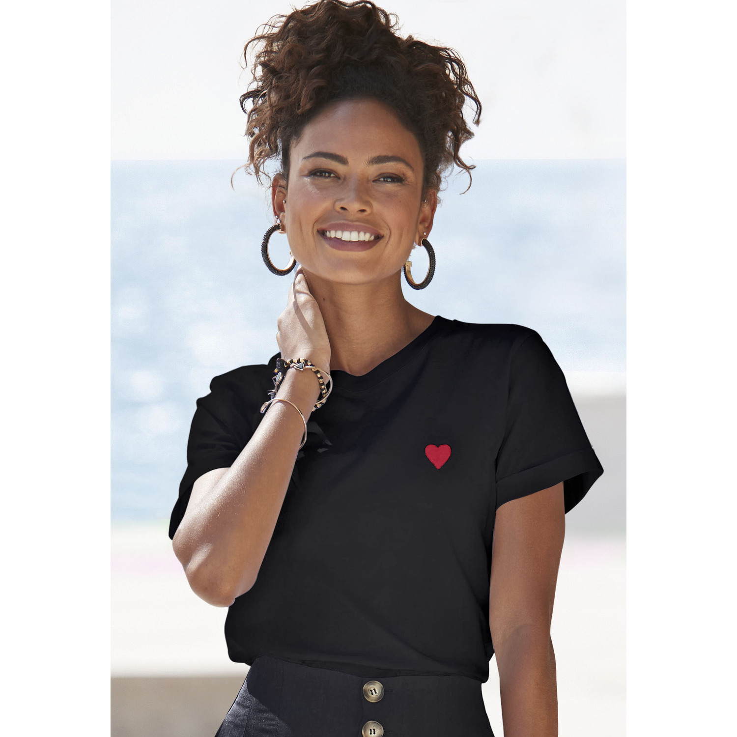 LASCANA T-Shirt Damen schwarz Gr.32/34 von Lascana