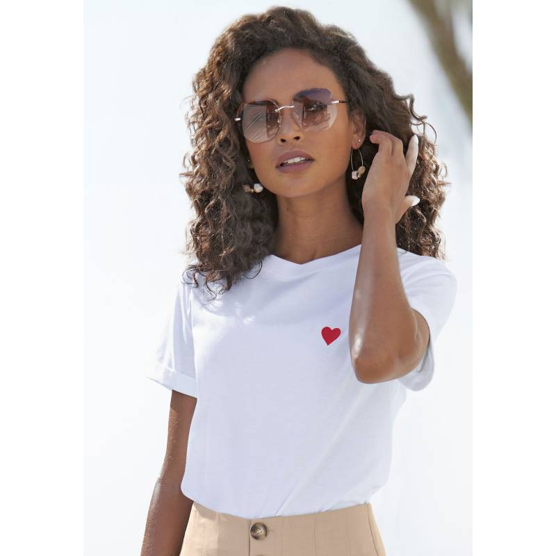 LASCANA T-Shirt Damen weiß-rot Gr.44/46 von Lascana