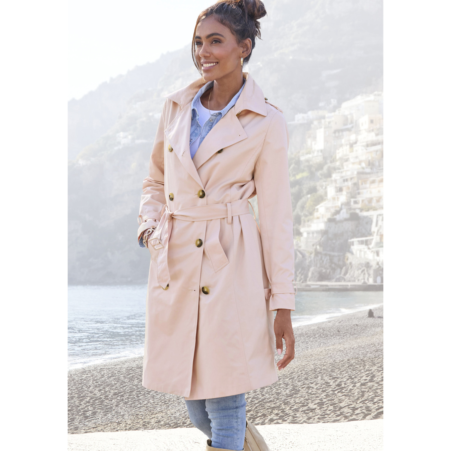LASCANA Trenchcoat Damen puderrosa Gr.34 von Lascana