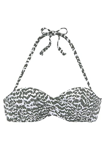 Lascana Damen Bügel-Bandeau-Bikini-Top mit Alloverprint, stäbchenverstärkt, Träger im Nacken zu binden, trageangenehm, für einen stilvollen Auftritt am Strand von Lascana