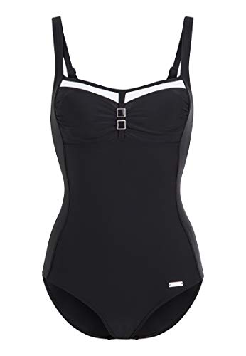 Lascana Damen Damen Badeanzug mit Kontrastdetails & Shaping-Einsatz im Marine-Design mit Shaping, Verstellbare Träger von Lascana