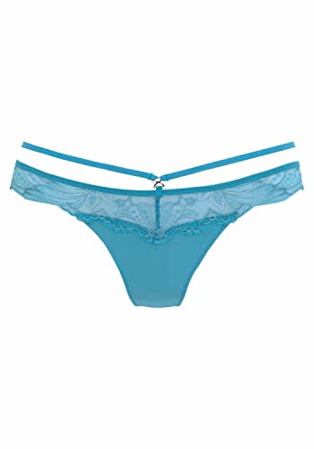 Lascana Damen String aus Spitze, Metallaccessoire, Bänder-Optik, Baumwollzwickel, für EIN angenehmes Tragegefühl von Lascana