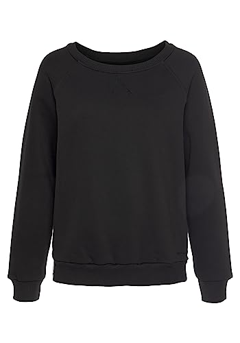 Lascana Damen Sweatshirt mit Struktur, V-förmige Ziernähte am Rundhalsausschnitt, hochwertige Qualität aus organischer Baumwolle, weich und hautfreundlich, für gemütliche Stunden von Lascana