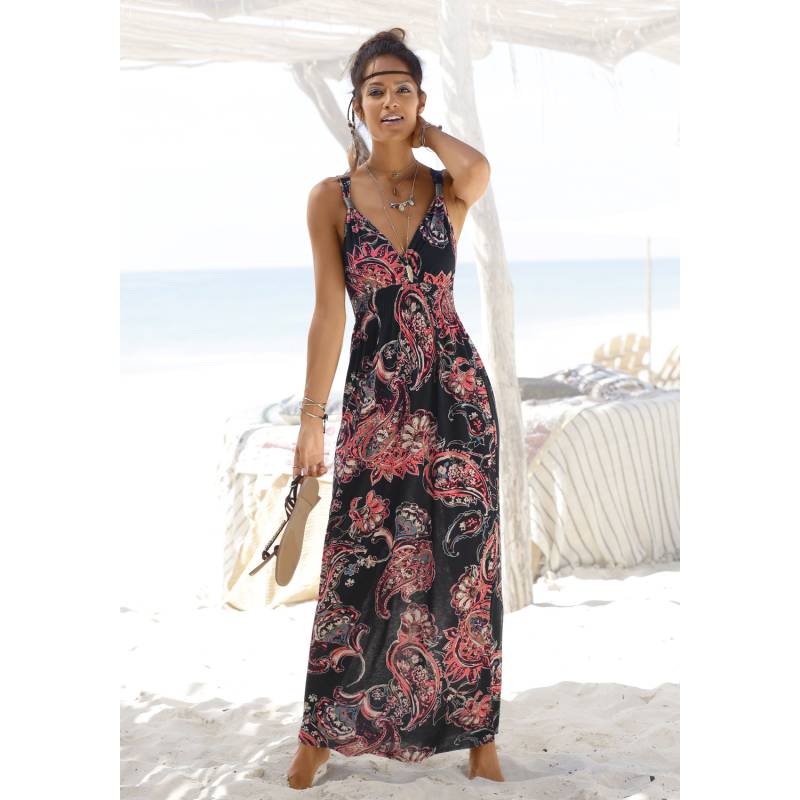 LASCANA Maxikleid Damen schwarz-bedruckt Gr.44 von Lascana