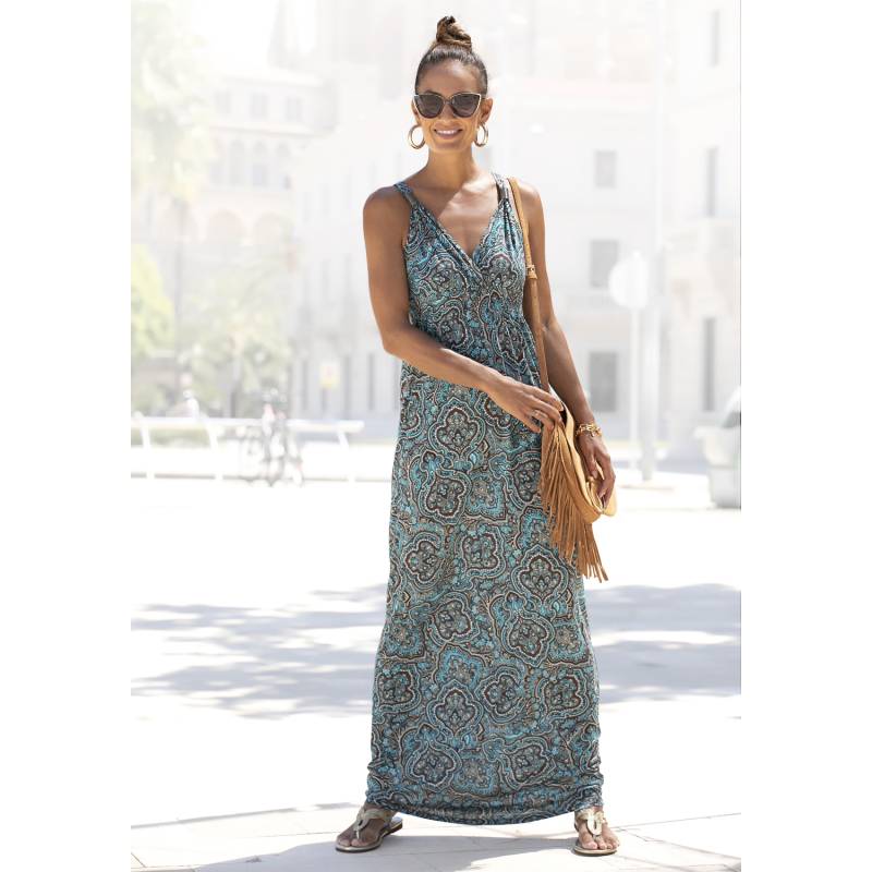 LASCANA Maxikleid Damen türkis-bedruckt Gr.32 von Lascana