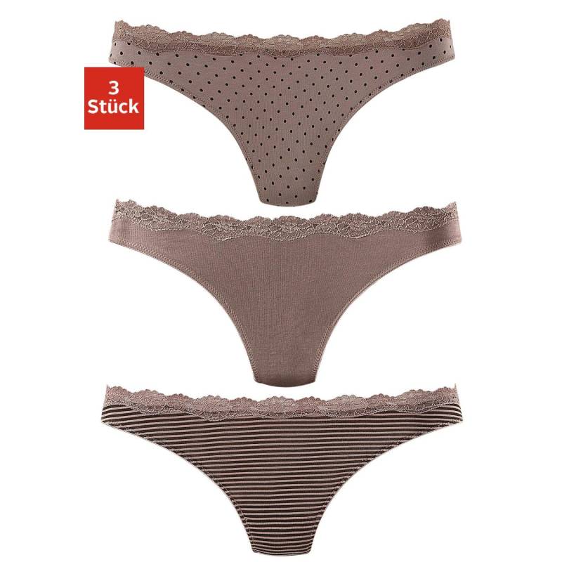 LASCANA String Damen taupe-uni, gepunktet-gestreift, gestreift Gr.44/46 von Lascana
