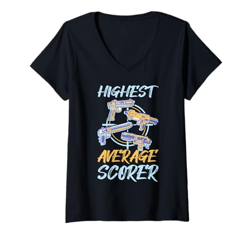 Damen Laser Tag Höchster Durchschnitt Scorer T-Shirt mit V-Ausschnitt von Laser Tag Gamer Birthday Party Team Gifts Apparel